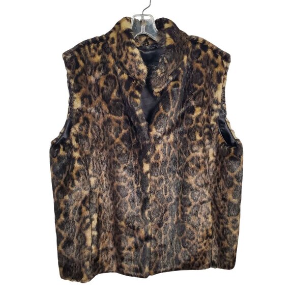 Donna Salyers Fabulous Faux Fur Size XL Vest Coat Leopard Print Plush Furry Cozy - Picture 2 of 12